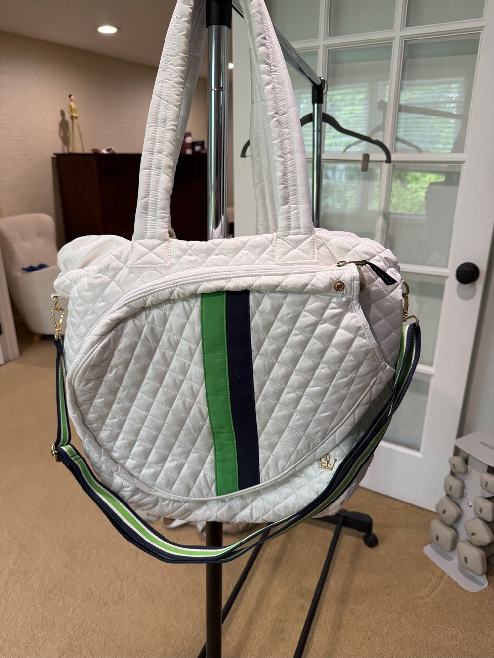 Oliver Thomas White Quilted Design and Navy/Green Zipper